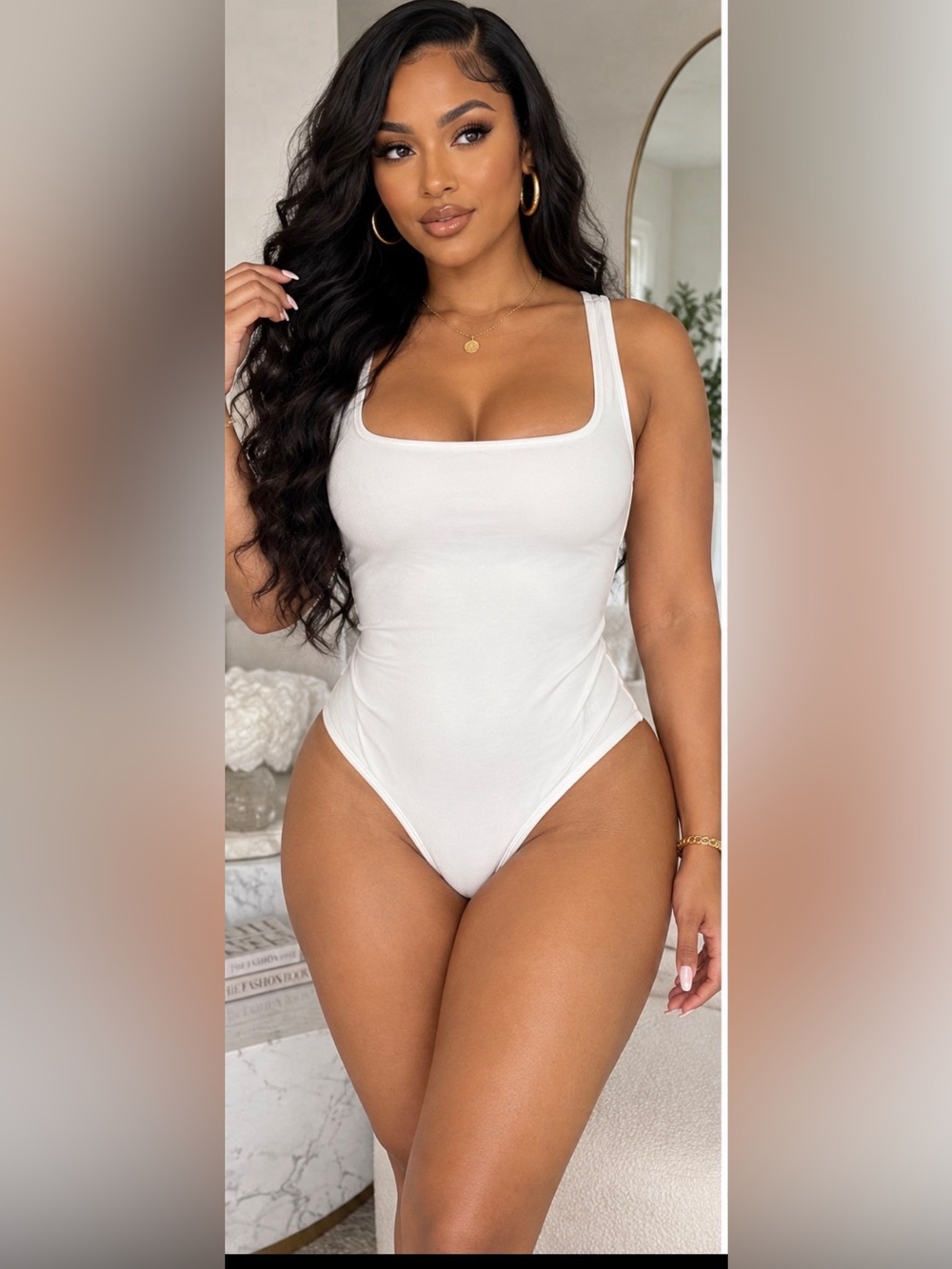Lululemon White Square Neck Sleeveless Thong Bodysuit Snap Closure